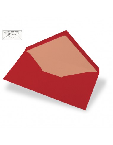 5 Enveloppes longues, 90g/m2, rouge cardinal
