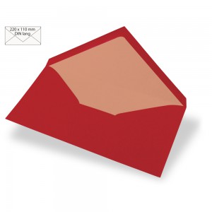 5 Enveloppes longues, 90g/m2, rouge cardinal