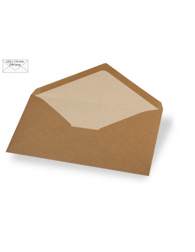 5 Enveloppes longues, 90g/m2, kraft 5p