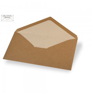5 Enveloppes longues, 90g/m2, kraft 5p
