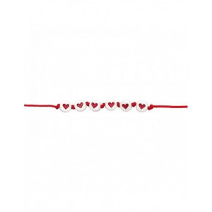 perles COEURS, RONDS, BLANC/ coeur rouge