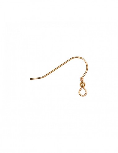 1 paire - CROCHET D'OREILLE EN ARGENT  925 DORÉ À L'OR FIN 24CT VÉRITABLE