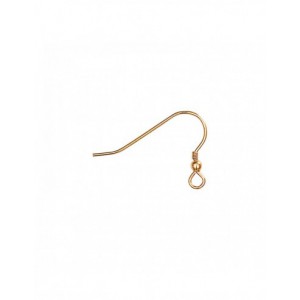 1 paire - CROCHET D'OREILLE EN ARGENT  925 DORÉ À L'OR FIN 24CT VÉRITABLE