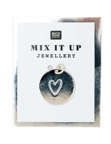 MÉDAILLE COEUR, métal argenté de qualité supérieure