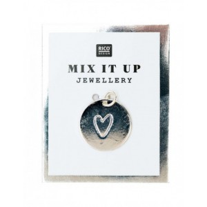 MÉDAILLE COEUR, métal argenté de qualité supérieure