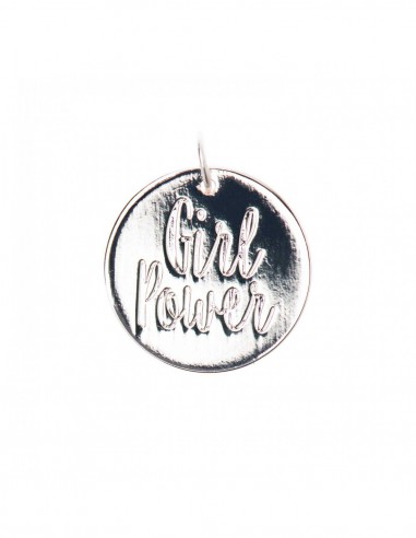 MÉDAILLE GIRL POWER, métal argenté de qualité supérieure