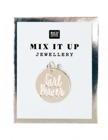 MÉDAILLE GIRL POWER, métal argenté de qualité supérieure