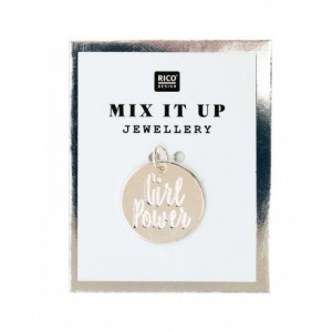 MÉDAILLE GIRL POWER, métal argenté de qualité supérieure