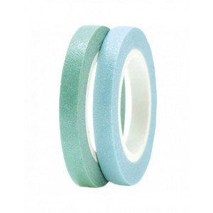 Washi tape fin 2 rouleaux - pailleté BLEU/VERT