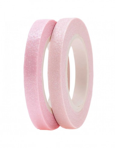 Washi tape fin 2 rouleaux - pailleté  ROSE/LILAS