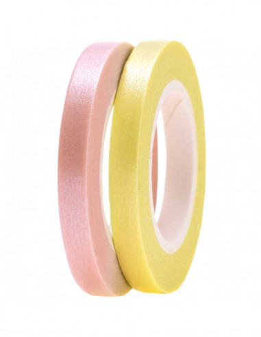 Washi tape fin 2 rouleaux - irisé  JAUNE/ROSE