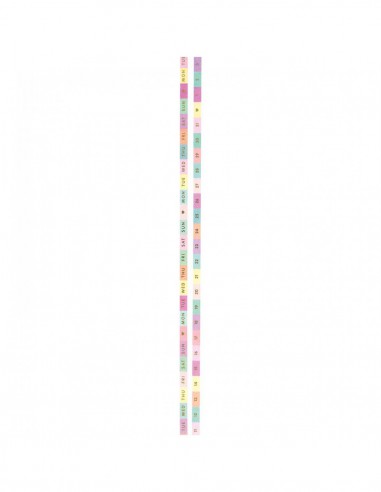 Washi tape fin 2 rouleaux - PASTEL foil or - jours / chiffres 1 à 31