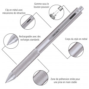 Stylo bille Multipen 4 en 1 - noir