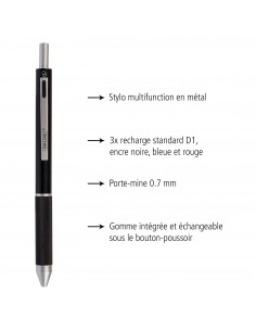 Stylo bille Multipen 4 en 1 - noir 2