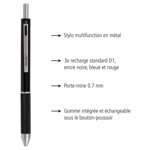 Stylo bille Multipen 4 en 1 - noir