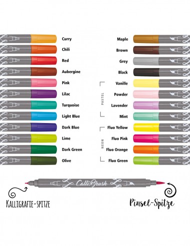 24 Callibrush pen + trousse  roll pouch  - coloriage & calligraphie