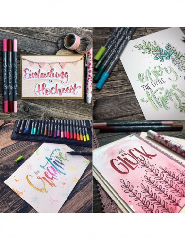 24 Callibrush pen + trousse  roll pouch  - coloriage & calligraphie