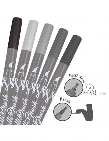 Set 5 callibrush pen - Nuances de gris - coloriage & calligraphie