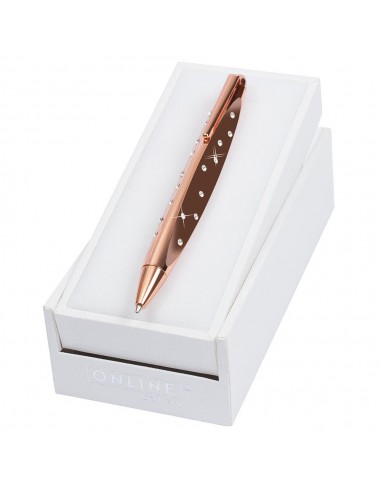 Stylo bille incrusté de véritables cristaux de Swarovski  - "Crystal Style" Rose gold dans son écrin