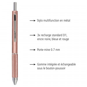 Stylo bille Multipen 4 en 1 - rose gold