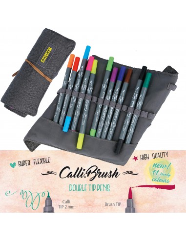 11 Callibrush pen + trousse  roll pouch