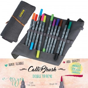 11 Callibrush pen + trousse  roll pouch