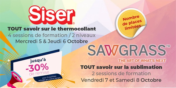 Siser / Sawgrass : Des formations de qualité du 5 au 8 Octobre 2022