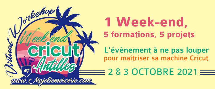 Évènement Week end Cricut Antilles les 2 et 3 octobre 2021 VIRTUAL WORKSHOP 